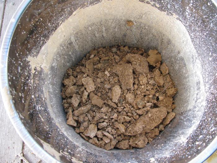 Raw clay as dug out of the ground