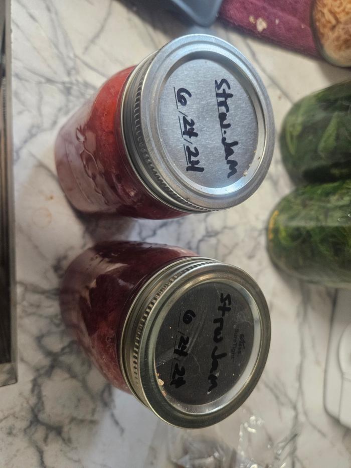 Strawberry jam from my own little patch and my own honey