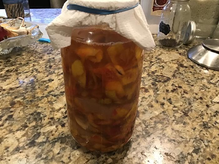 Peach scrap vinegar