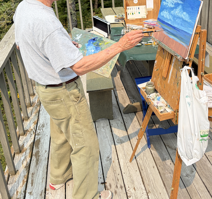 Said pants on Dad, as he paints on the porch. 