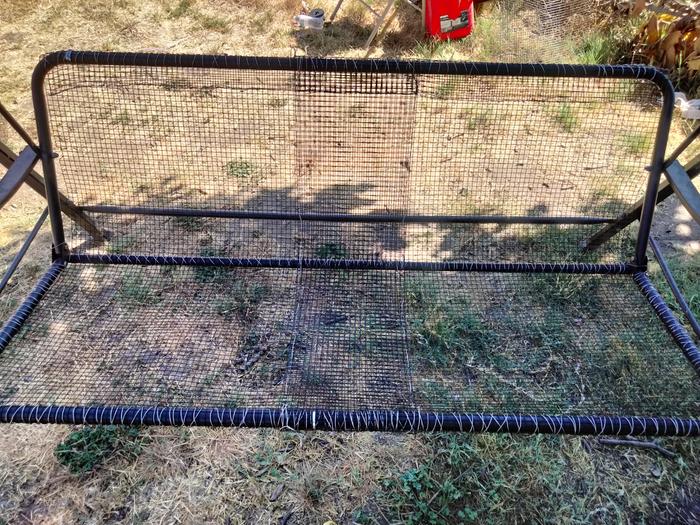 mending a swing seat with hardware cloth