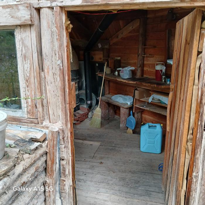 Looking into the front door of cooper cabin