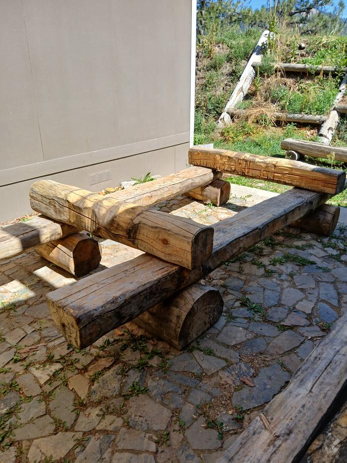 Picnic table being reassembled