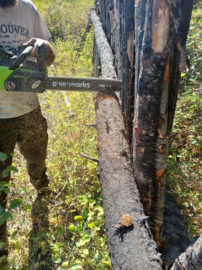 Ben working the saw to get this all cleaned and fixed up!!