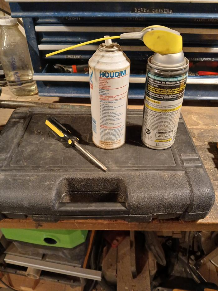 Some tools for the job, I came back later with some PB Blaster as well