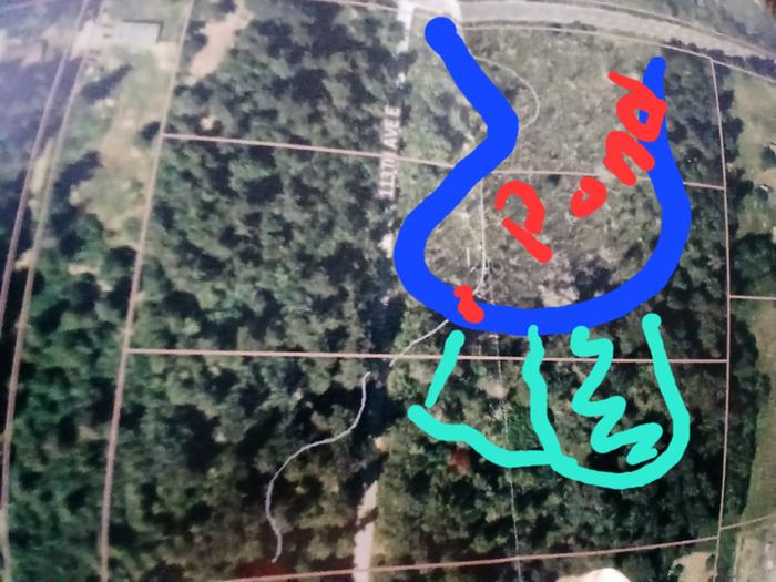 aerial view of pond and overflow locations