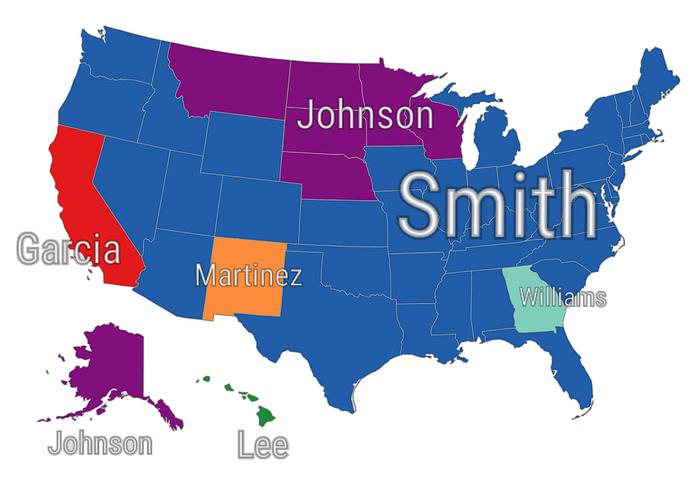 Most common surnames across the US