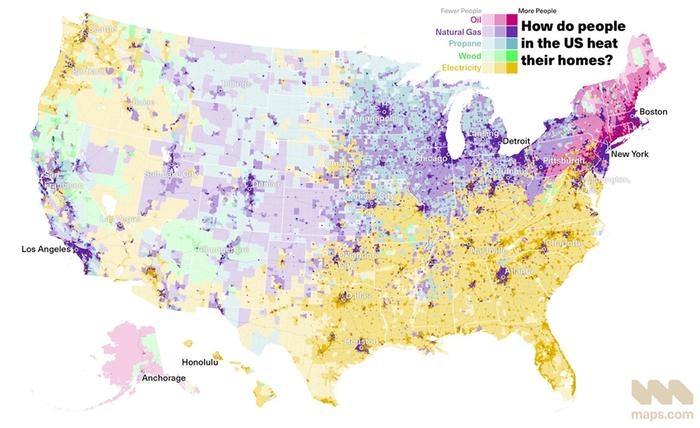 Common heat sources across the US