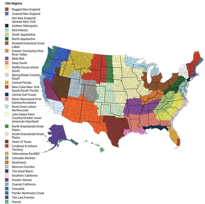 One way to break the US into regions.