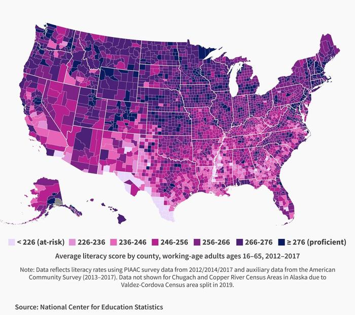 Literacy rates. (I wonder if they're only measuring English literacy.)