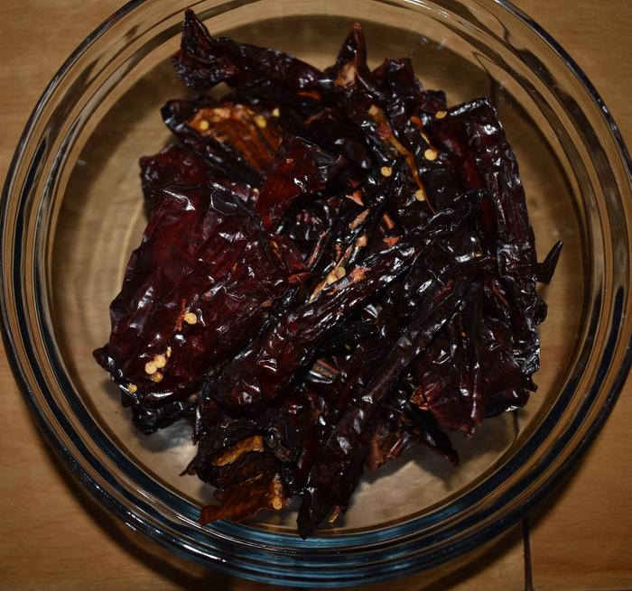 Another view of the peppers - I crushed them somewhat by hand after the photo