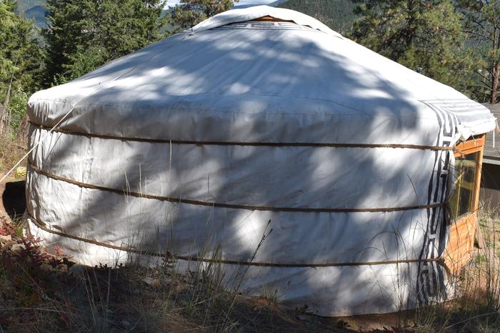 Yurt walls tied down