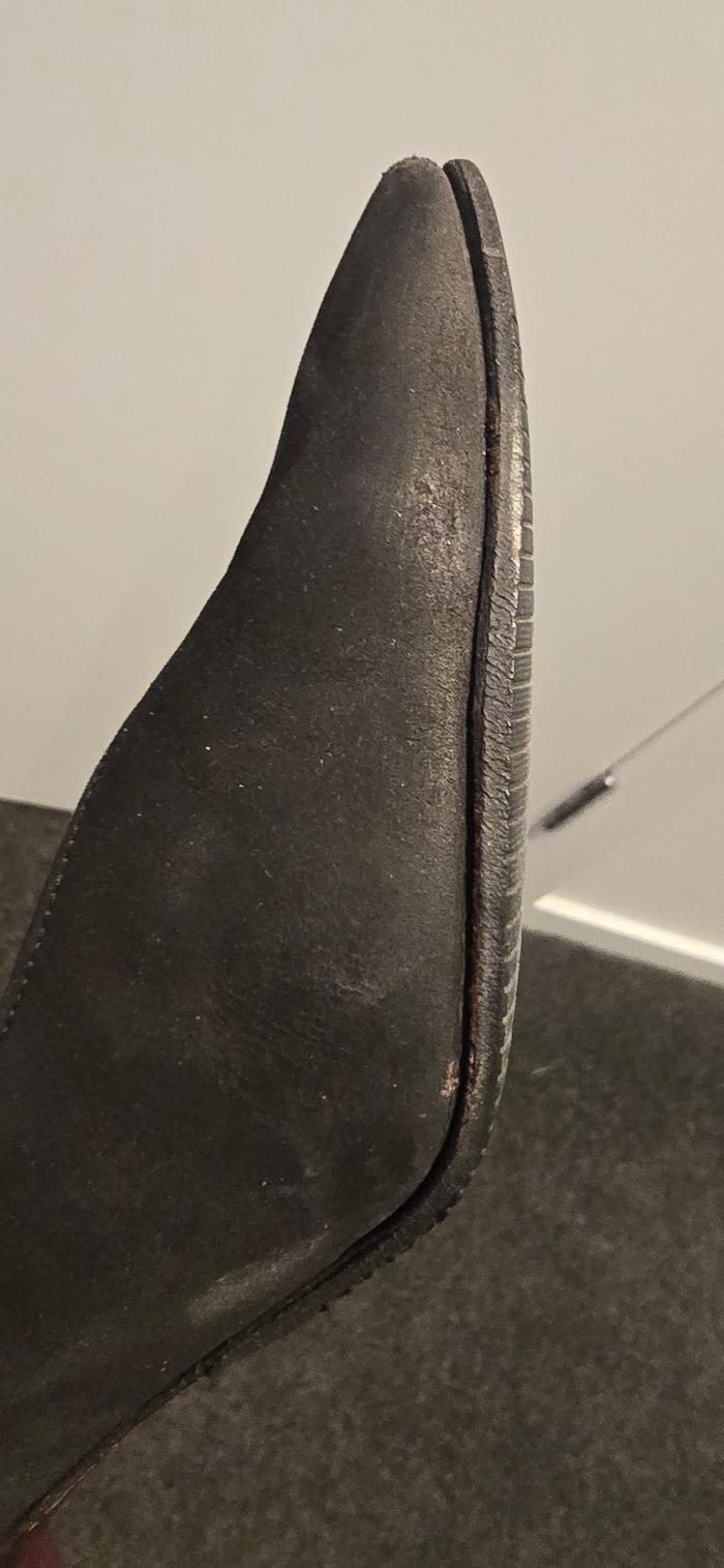 Dress shoes with upper glued to sole