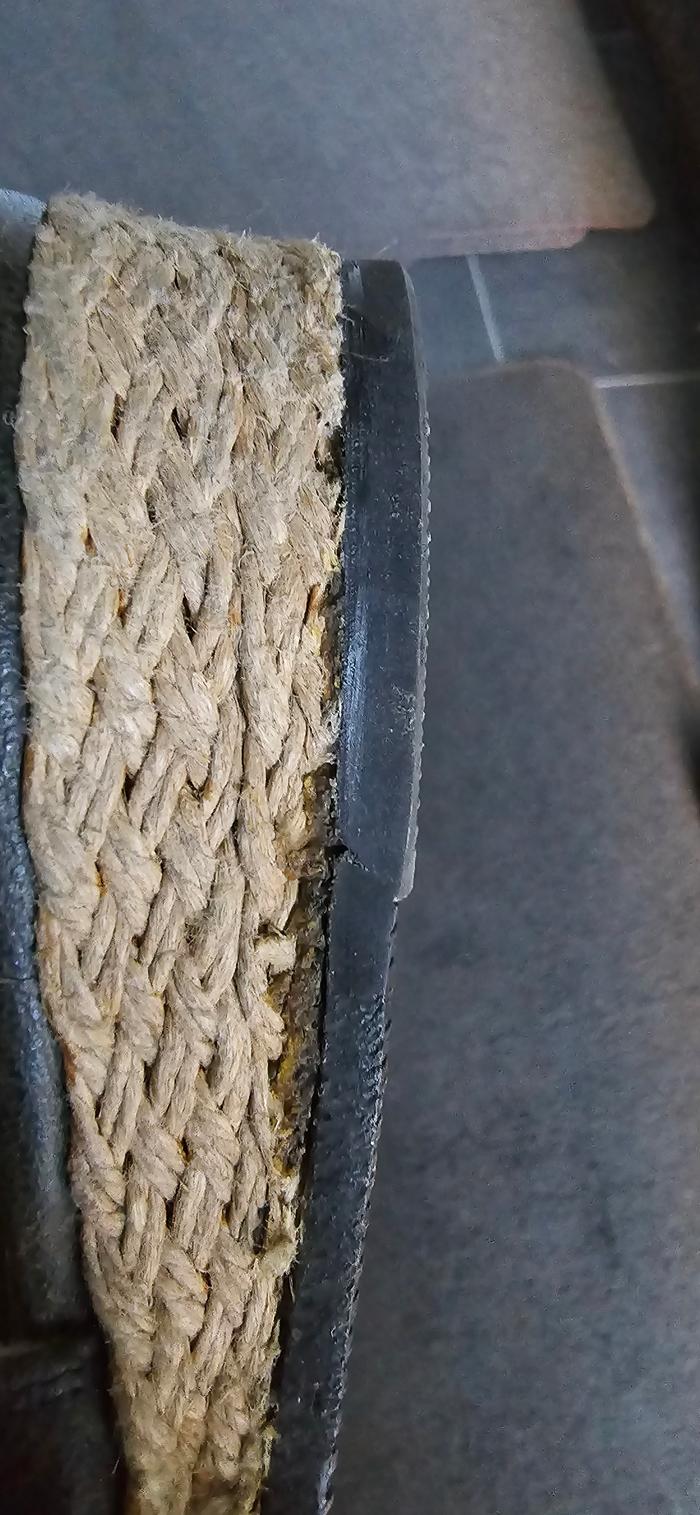 Espadrille sole and heel repaired in sections 