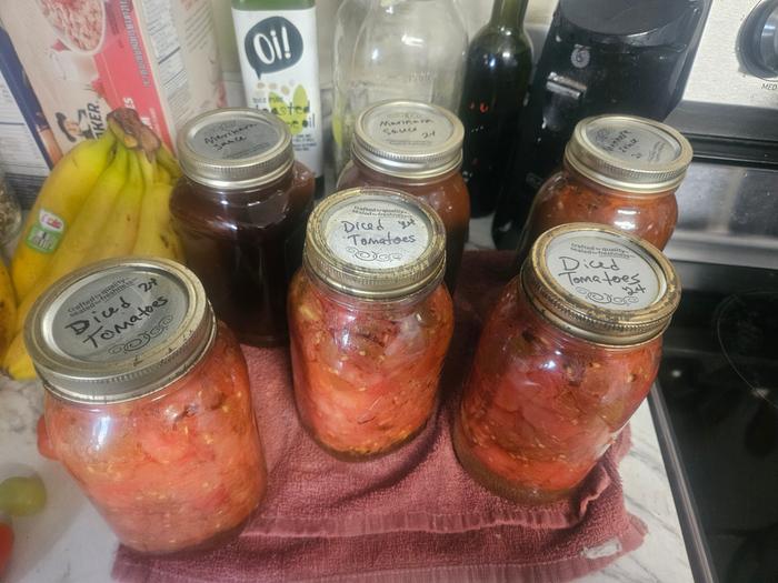 3 quarts diced tomatoes, 3 quarts marinara sauce