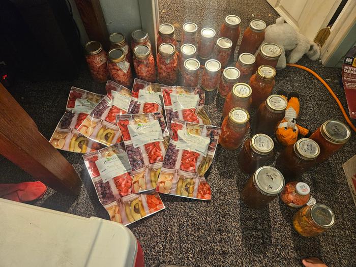 15 more quarts and 7 more trays of diced tomatoes.