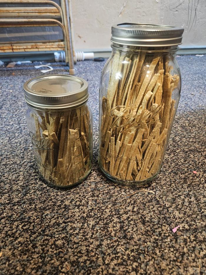 Finished, stored noodles