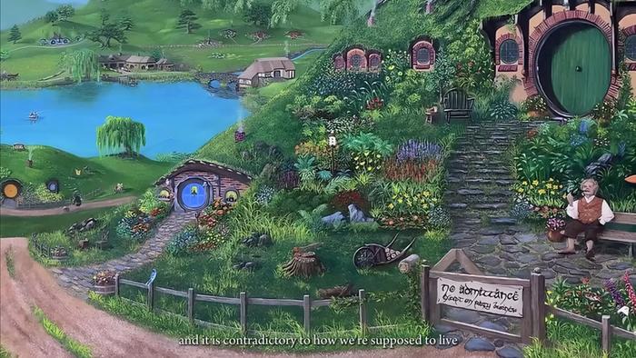 drawing of a Hobbit community