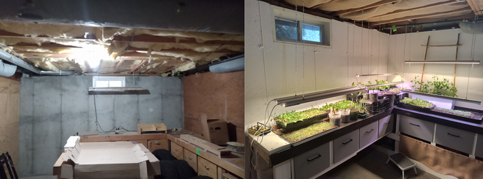 Basement setup before and after