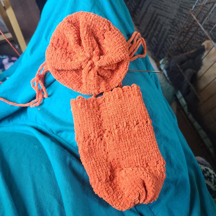 A pair of pumpkins in progress