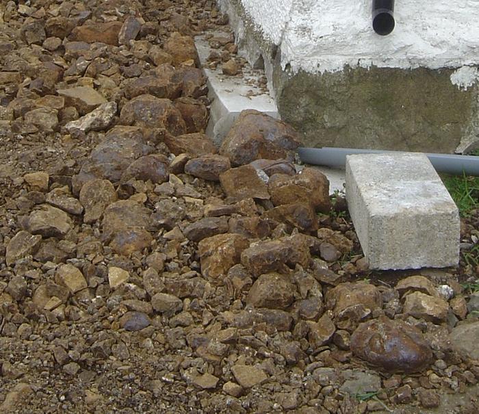 Crushed rock on driveway showing nodules