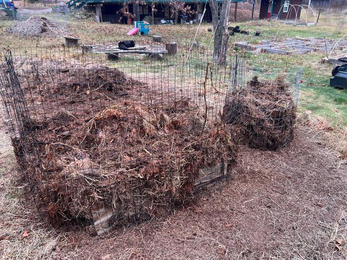 A thick pillow of hay on top.