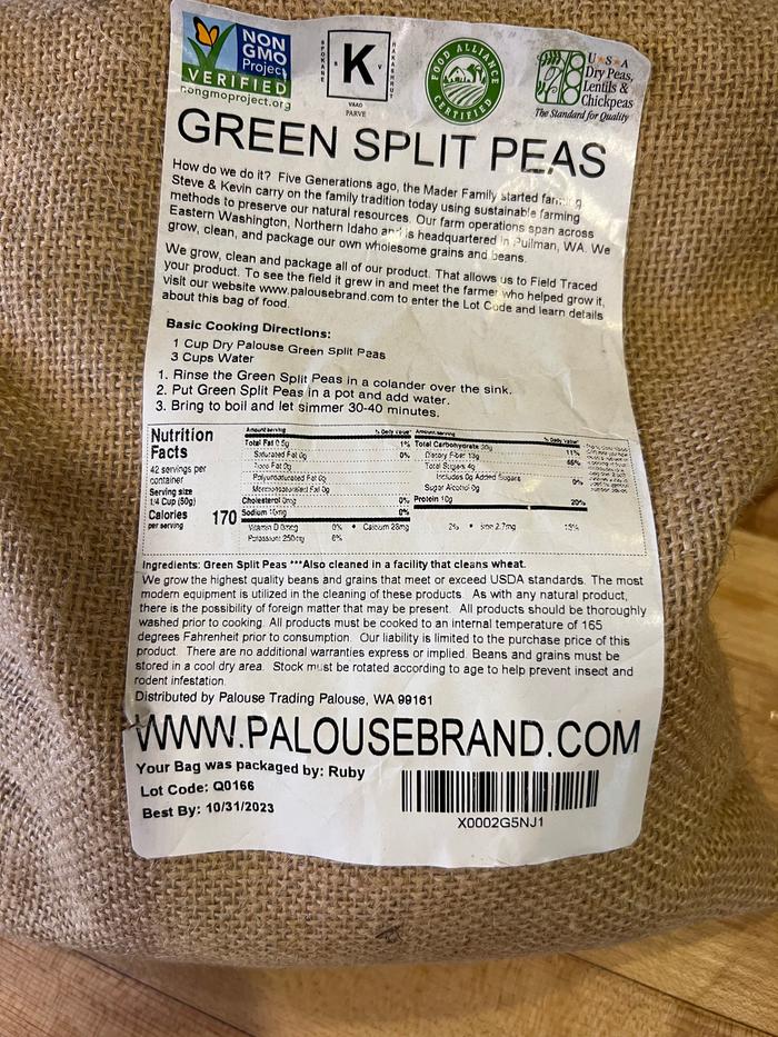 Old bag of split peas…