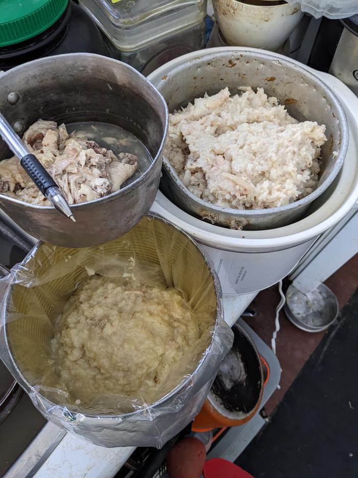 #10 can of base chicken, fat and rice for dog ready to be mixed with aubergine and wett potato and ground pork, minced deer etc