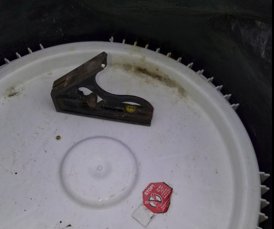 6 gallon bucket as center form, level, and covered with plastic so it slides out