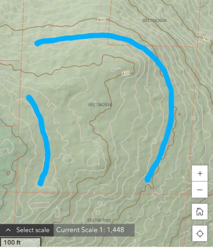 Possible swale locations on a site in the northwest