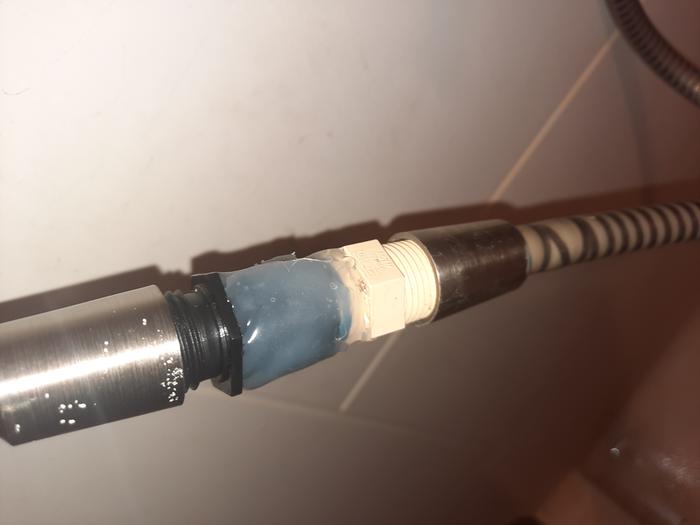 Had to make a coupler because I lost the previous one. MORE hot glue! (Heat gun too.)