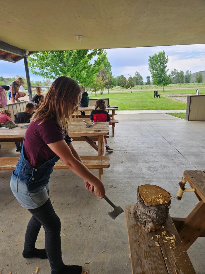 Splitting the wood to make a mounting surface 