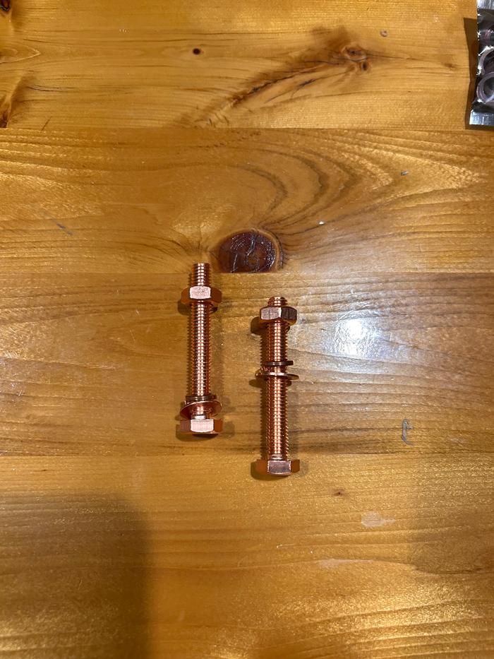 Copper bolts to be used for electrical post