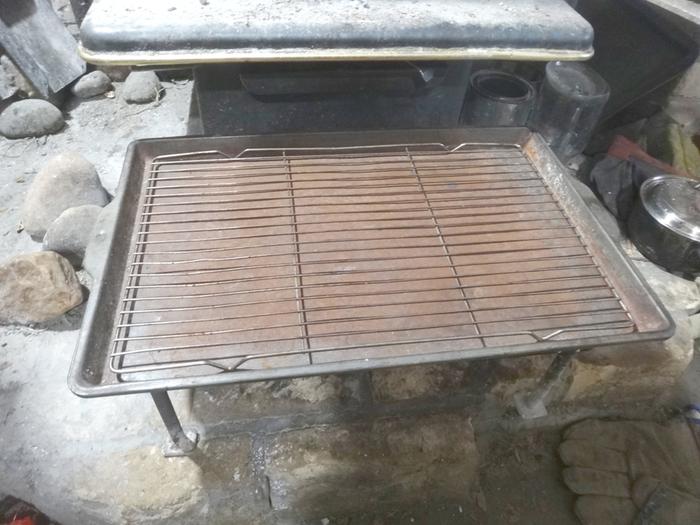 baking tray for coooking in stove firebox 
