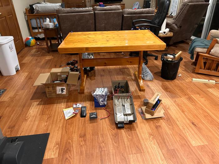 2x4 table viewed underside to see stand