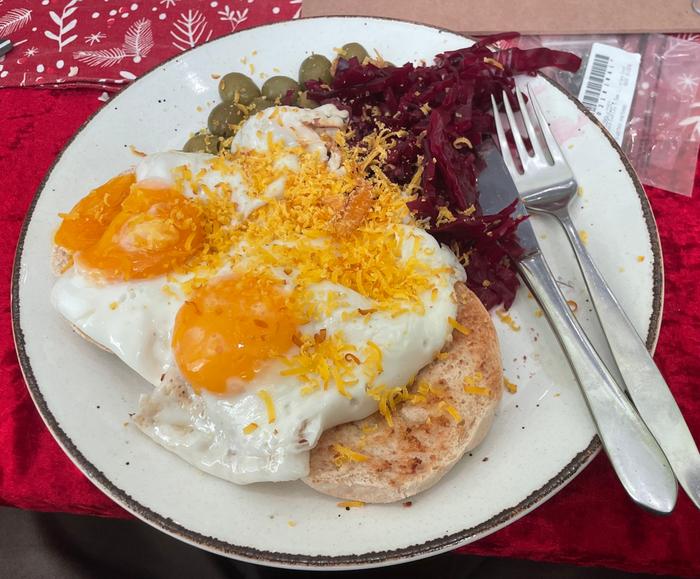 Grated on an omelette 