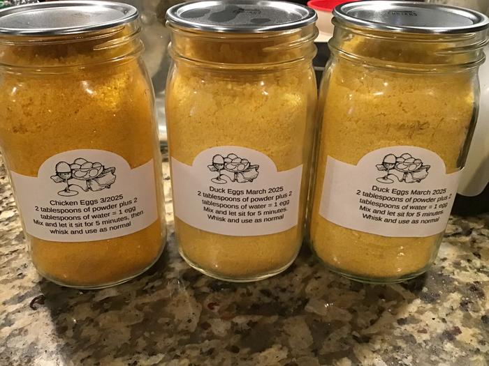 Freeze dried chicken and duck eggs
