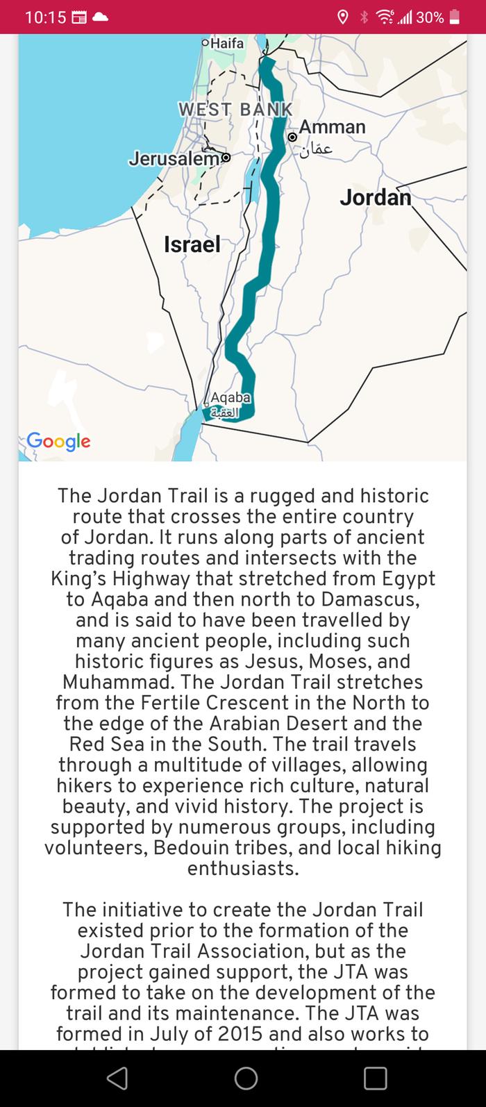 Jordan Trail listed on Farout Guides