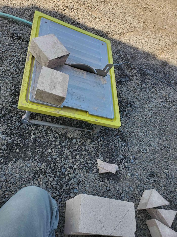 Cutting some triangles on a dinky wet saw