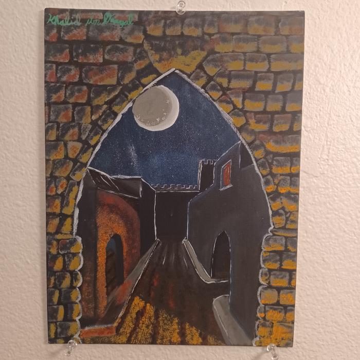 A Byzantine city at night in the middle ages