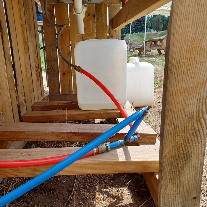 Pex pipe plumbed into the sink hose