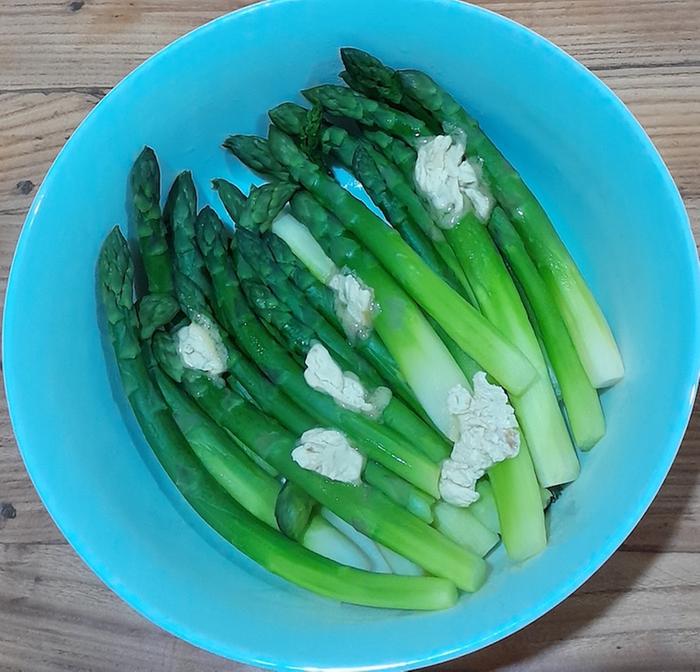 Asparagus, carefully peeled and photographed in April