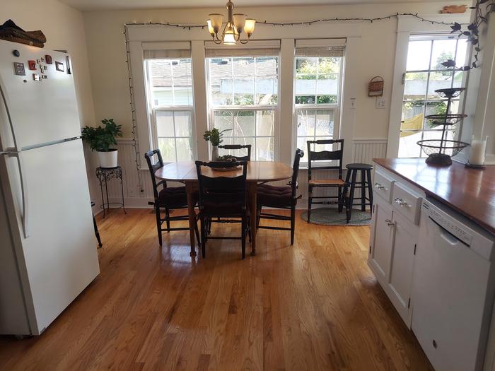 kitchen dining room with south facing windows