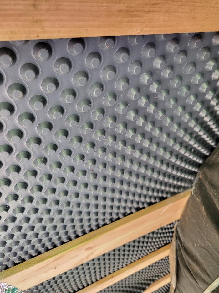 The underside of the yurt roof, to see the material. 