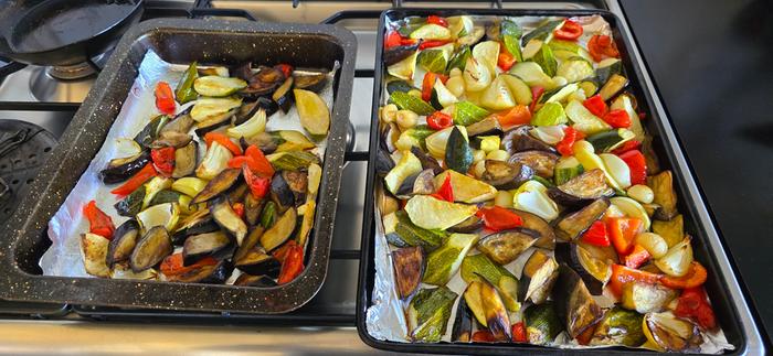Roasted vegetables for a ratatouille 