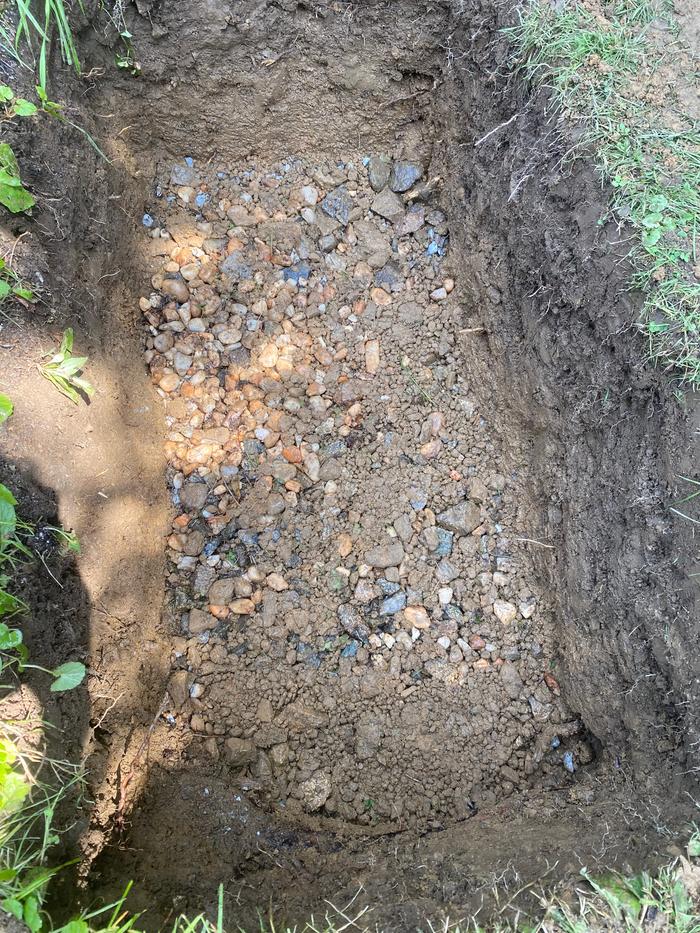 Gravel lining at the bottom