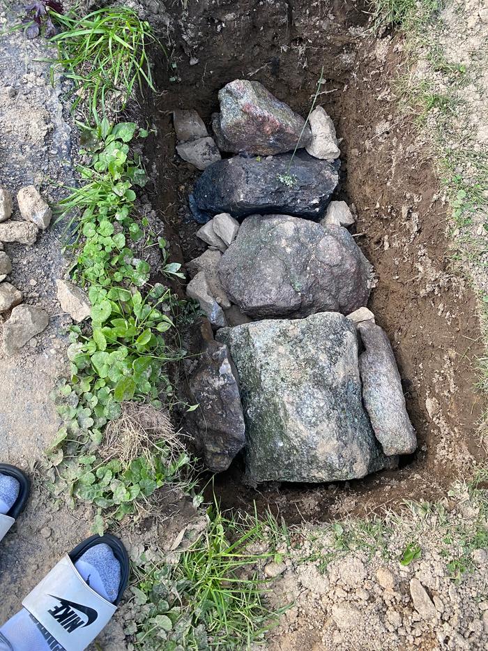 First layer of boulders