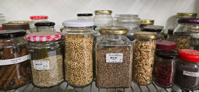 Jars of whole spices
