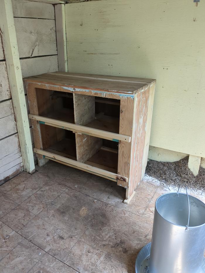 Cleaned up the old cabinet and turned it into nesting boxes.