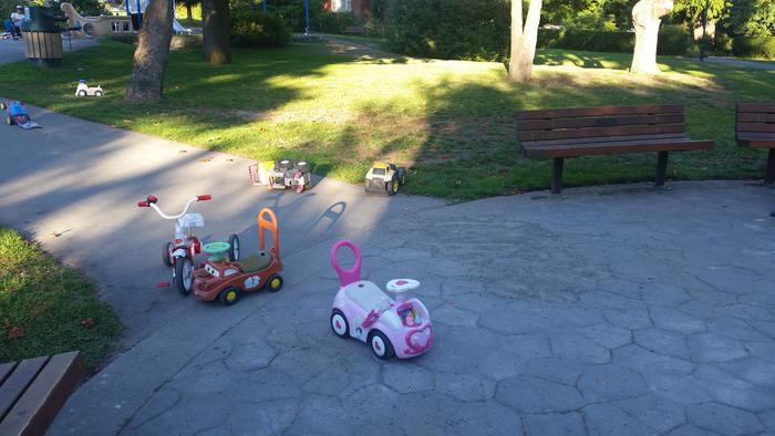 At the play park by the Gorge waterway, there's no need to bring ride on toys